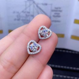 Stud Moissanite Earring 0.5CT 5MM Total 1CT Lab Diamond Fine Jewellery For Women Wedding Anniversary Gift Real 925 Sterling Silver