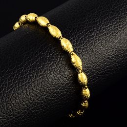 Lucky Bead Bracelet Chain For Women Men Fashion Jewelry Gift 18k Yellow Gold Filled Wrist Accessories