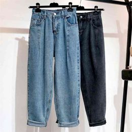 Jeans Woman high waist plus size Loose Zipper Fly Full Length female Harem Pants 210629