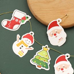 40pcs/set Christmas Gift Hang Tags DIY Handmade Home Cookies Card Tag Printed Santa Snowman Socks Xmas Tree for Holiday Gifts