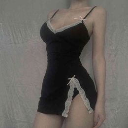 Sexy Lace Nightgown Women Mini Short Night Dress with Panties Spaghetti Strap Nightdress Sleepwear Slim Nighties