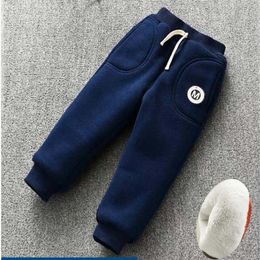 Boys warm pants winter new boys kids casual cotton thick plus velvet pants for girls children sports trousers 1-2-3-4-5-6Years 210303