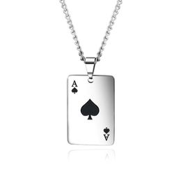 cards ace spades Australia - Hip Hop Lucky Ace Of Spades Men Statement Jewelry Necklace Playing Card Poker Pendant Necklaces Stainless Steel Fashion Jewelry Gift