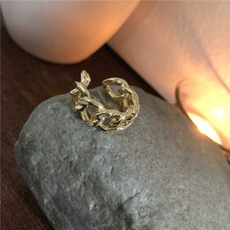 WTLTC Gold Sliver Colour Small Twisted Stackable Rings for Women Steampunk Hollow Chains Rings Simple Band Layered Ring Minimal X0715