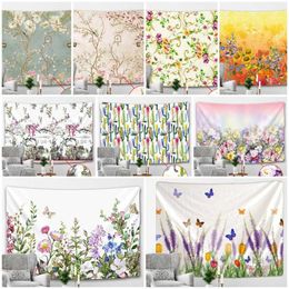 Flower Butterfly Tapestry Simple Nordic Style Hippie Mat Wall Hanging Bohemian Bedspread Dorm Decor Tapestries 210609
