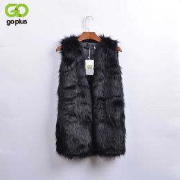 GOPLUS Faux Fur Vest Gilet Fourrure Rabbit Fur Femme Vest Outwear Long Coat Special Slim Ladies Coats Fur Women Brown Plus Size Y0829