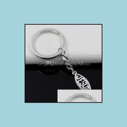 Key Rings Jewelry 20Pcs/Lot Diy Aessories Antique Sier Zinc Alloy Fish Jesus Chain Ring Keychain Drop Delivery 2021 Lckpq