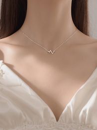 925 sterling silver heartbeat necklace with simple sweet clavicle chain ins temperament o chain for female wedding