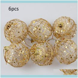 Decoration Event Festive Supplies & Garden6Pcs Glitter Christmas Hollow Out Gold Balls Xmas Tree Hanging Decorations Baubles Party Wedding O