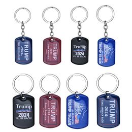 2024 Trump Keychain US Party Favour President Election Flag Pendant Stainless Steel Tags I'll Be Back Keyring