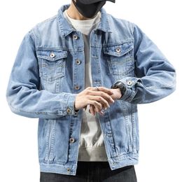 Men's Blue Denim Jacket Spring Fashion Casual Cotton Slim Classic Vintage Jeans Coats High Quality Streetwear Clothes 211013