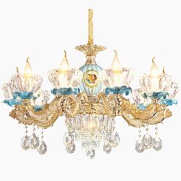 Modern Chandelier Ceramic Light Luxury Atmosphere Villa Living Room Headlights Home Staircase Lamps Glass Crystal For Chandeliers