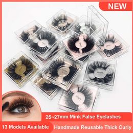 25-27mm Long Thick 8D Mink False Eyelashes Extensions Cuyrly Crisscross Fake Lashes Reusable Handmade Easy To Wear 13 Models DHL Free