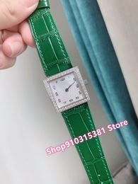 Classic New Women Geometric Square watches Silver Stainless Steel Number Quartz Wristwatch Female Mother of pearl clock 26mm