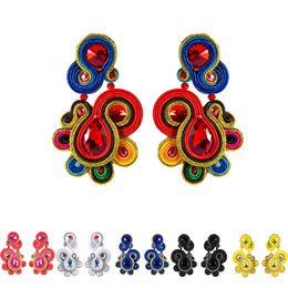 KpacoTa unique design Colourful drop earrings Boho ethnic Soutache handmade Jewellery making weaving Women Earring 2020 Gift