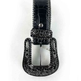 Custom Bling men wtern rhintone belt Diamond Waistband Studded Digner Black Gliter Rhintone Belt