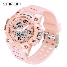 Wristwatches 2021 Fashion Sanda Top Brand White Women Sports Watches Waterproof Ladies Jelly Rosegold Swimming Relogio Feminino