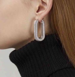 Famous Brand Designer Full Diamond Crystal U-shaped Exaggerated Platinum Earrings For Women Luxury Jewellery Runway 2021 Ins Trend