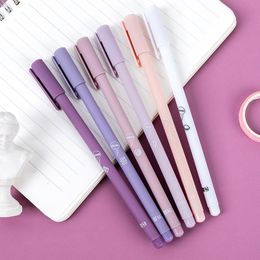 Gel Pens 6 Pcs/set Kawaii Morandi Color Pen School Office Supplies Stationery Gift 0.5mm Black Ink Student