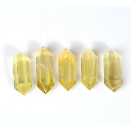 5Pcs Bulk Natural Citrine Double Terminated Wands Yellow Crystal Points Specimen
