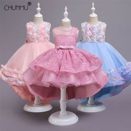 Baby Girls Clothes Teens Lace Embroidery Evening Wedding Tutu Princess Dress For Girl Elegant Birthday Party Dress Girl Dress 210303