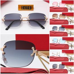 Rimless fame sunglasses Fashion men and women Oval business casual style shape sunnies Black Framed Spectacles classic Simple brand designer Goggle trendy famous