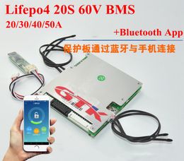 High quality 60V 20S 20A 30A 40A 50A Lifepo4 smart BMS lithium Iron balance BMS with communication UART android Bluetooth App