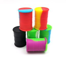 11ml Drum Wax Oil Container Box Bag With Hang Dab Non-stick Silicone Jar silicon Tin Colorful Storage Containers Holder Tool case