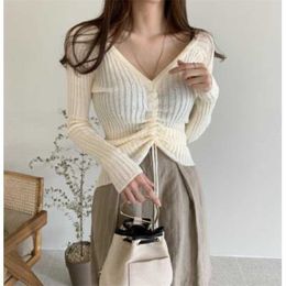 Spring Autumn Pullover Sweater Women Slim Long Sleeve V Neck Pull Sweaters Ladies Casual Solid Knitted Tops 210525