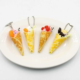 5 PCS Simulation crepe pendant mini chocolate banana egg roll keychain girl backpack decoration G1019