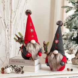 Christmas Plush Gnome Holiday Red Handmade Scandinavian Sweden Tomte Norse Collectible Doll Year Gift Home Decor 211019