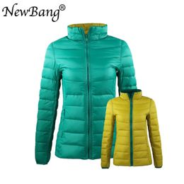 Bang 4XL 5XL 6XL Women's Down Coat Ultra Light Jacket Women With Carry Bag Travel Double Side Reversible Jackets Plus 210923