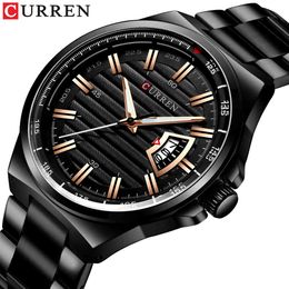 Men Luxury Brand Quartz Watch Curren Stainless Steel Band Wristwatch Fashion Style Watch Man Auto Date Relogio Masculino Q0524