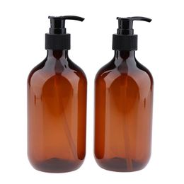 wholesale black pumps Canada - Storage Bottles & Jars 2pcs 500ml Translucent Plastic Refillable With Black Lotion Pumps Organize Soap Shampoo Empty Containers