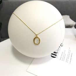 Silvology 925 Sterling Silver Natural Shell Oval Pendant Necklace for Women Gold Elegant Luxury Necklace Friendship Jewellery Gift Q0531