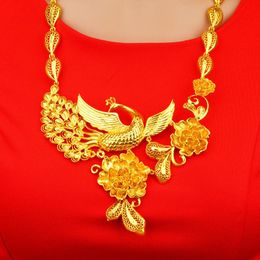 peacock gold necklace Australia - Other Luxury Peacock Shape Dubai Jewelry Necklace Ladies Bridal Plated 24K Gold Arab Wedding Accessories