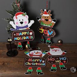 Christmas Ornaments Paper Board Door Window Hanging Pendant Welcome Merry Christmas Boards Xmas Decorations Santa Claus Snowman C2991