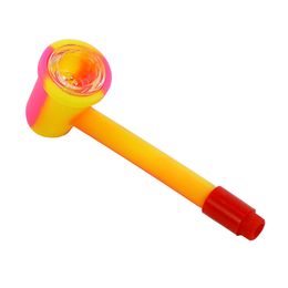 smoking pipe portable silicone held mini hand spoon pipes bubbler dab rigs with glass bowl heat resistant