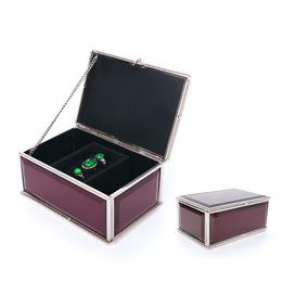 jewellery gift pouches wholesale Australia - Jewelry Pouches, Bags Purple Mirror Ring Display Packaging Box Women Earring Pendent Jewellery Organizer Showing For Lover Engagement Gift