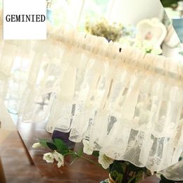 Short Tulle Curtains Kitchen Finished White Floating Tulle Sheer Curtains Yarn Curtain Rod Pocket Cabinets Short Curtain Cafe Y200421
