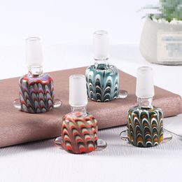 Handmade Colourful 14MM 18MM Male Handle Adapter Connector Interface Pyrex Glass Bowl Container Tobacco Vessel Holder Smoking Bong Tool DHL