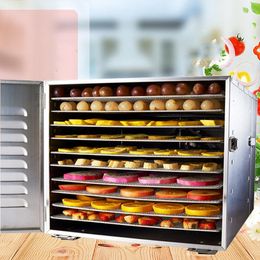 Stainless Steel 110V 220V Food Dehydrator Fruits Vegetable Herb Drying Machine Snacks Meat Dried Commercial 10 Tray Food Dryer