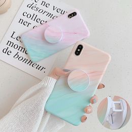 Gradient Marble Phone Cases For Samsung S21 S20 FE A72 A52 A42 A51 A71 S10 S8 S9 Plus Folded Flexible Holder Soft Cover