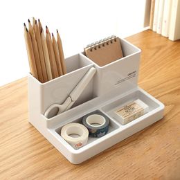 Plastic High-grade multifunctional Desk Stationery Organiser Storage Box Pen Pencil Box Jewellery Makeup Holder Case Organiser 210315