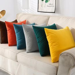 Cushion/Decorative Pillow Luxury Blue Velvet Cushion Cover Case Green Yellow Pink Grey Black Home Decorative Sofa Throw Pillows