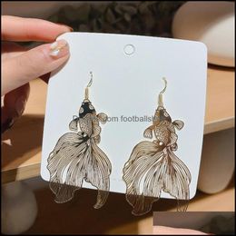 Dangle & Chandelier Earrings Jewelry Fashion Koi Personality Metal Piece Pendant Hollow Big For Women Gift Fish 2021 Drop Delivery Gyspb