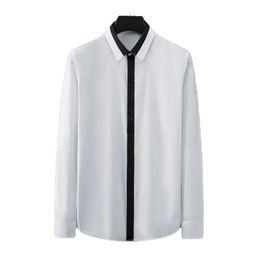 White Black Splicing Hit The Color Business male Dress Shirt 2021 High quality Long Sleeve Slim Casual Camisas Men Dress Shirts