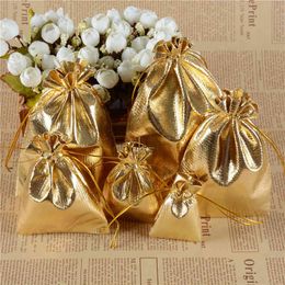 100pcs/bag 7x9cm 9x12cm 13x18cm Adjustable Jewelry Packing silver/ gold colors drawstring Velvet bagWedding Gift Bags & Pouches