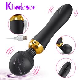 Khalesex Magic Wand Vibrator Big Heads AV Body Massager G Spot Clitoris Stimulator Adult Sex Toys for Woman Female Masturbator 210311