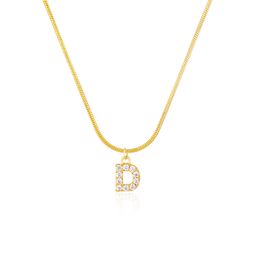 Necklace Gold Initial Pendant Necklace For Women Gold Chain Cute Charms Tennis Necklace Collier Alphabet Necklaces Jewelry Friends Gift 2367